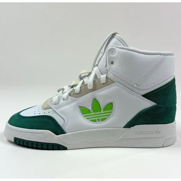 Adidas Originals Drop Step XL High Top Mens White Green Basketball Shoes GZ1574