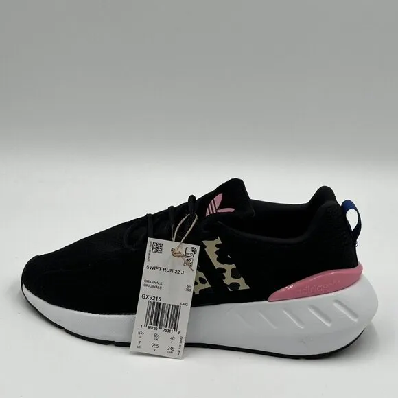 ADIDAS Originals Girl's Swift Run 22 (Big Kid) Black/Bliss Pink/Blue 7 Big Kid M