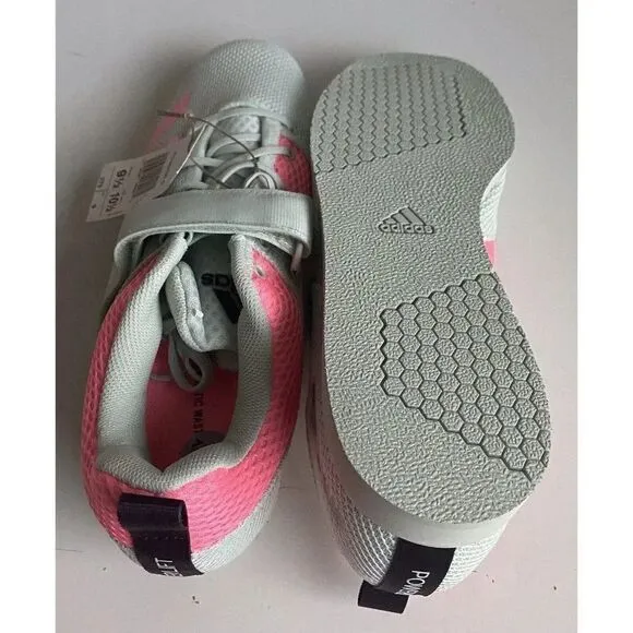 Adidas Powerlift 5 Weightlifting Shoes Pink Green Powerlifting Gym GY8920 Sz 9.5