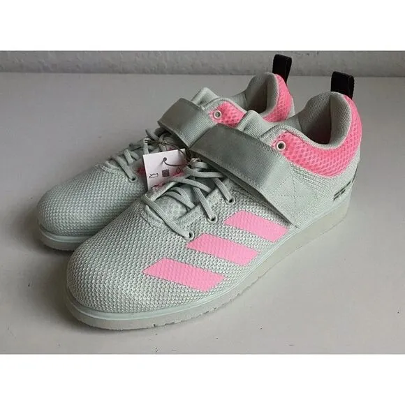 Adidas Powerlift 5 Weightlifting Shoes Pink Green Powerlifting Gym GY8920 Sz 9.5