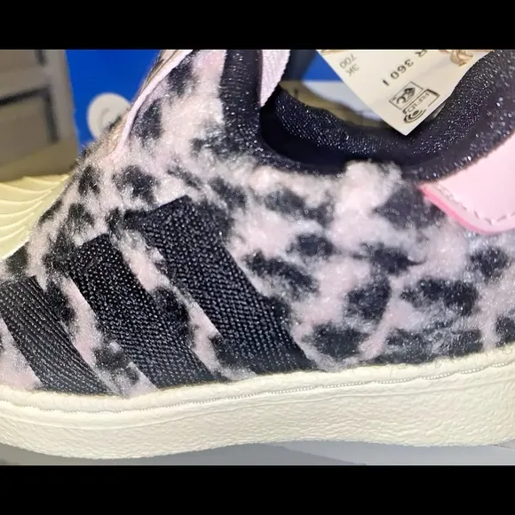 adidas SuperStar 360 White/Black/Pink Furry Kitten Tail Girls Size 4K NIB
