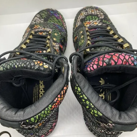 Adidas Top Ten Men 10 Black Floral Snakeskin Shoes Sneakers S84907