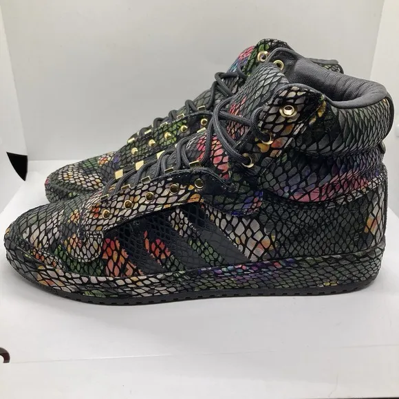 Adidas Top Ten Men 10 Black Floral Snakeskin Shoes Sneakers S84907