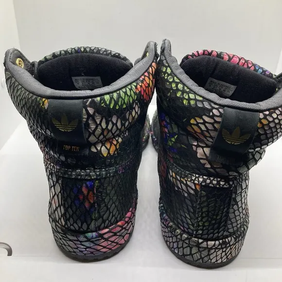 Adidas Top Ten Men 10 Black Floral Snakeskin Shoes Sneakers S84907
