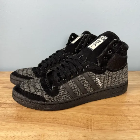 Adidas Top Ten Men's 12 Gray Snake Reptile Skin High Top Athletic Shoes Sneakers