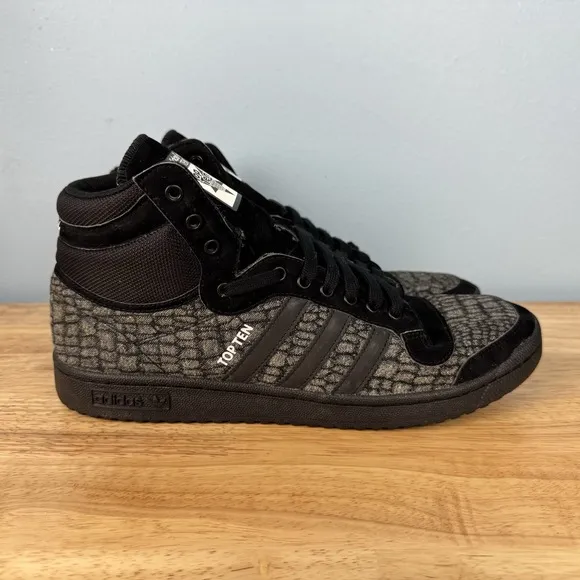 Adidas Top Ten Men's 12 Gray Snake Reptile Skin High Top Athletic Shoes Sneakers