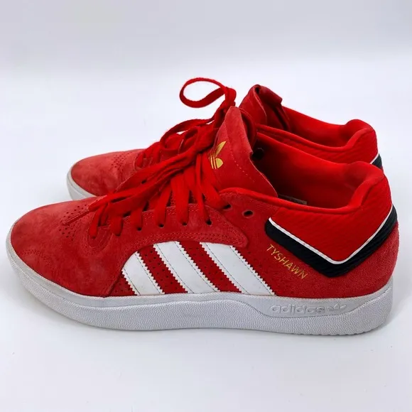 Adidas Tyshawn Jones Skateboarding Shoes Suede Sneakers Red White Stripes Size 8