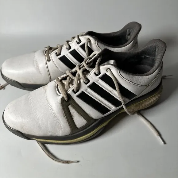 Adidas White Golf Shoes Leather White/Blue Style EVN 791001 Size 10.5