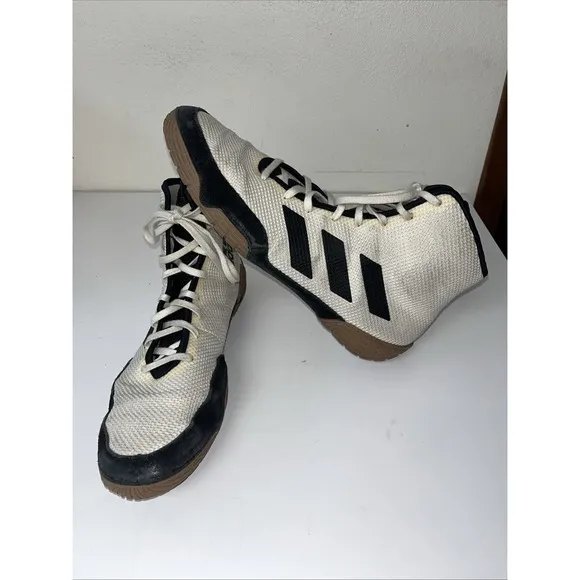 Adidas Wrestling Shoes Men's 12 Tech Fall 2.0 Ivory &amp; Black High Top