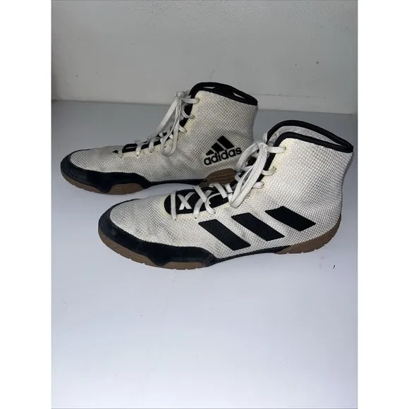 Adidas Wrestling Shoes Men's 12 Tech Fall 2.0 Ivory &amp; Black High Top