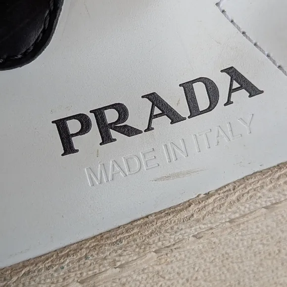 Adidas x PRADA Collab Cloud White &amp; Black Superstar Trainers Shoes Womens Sz 6
