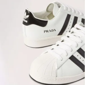 Adidas x PRADA Collab Cloud White &amp; Black Superstar Trainers Shoes Womens Sz 6