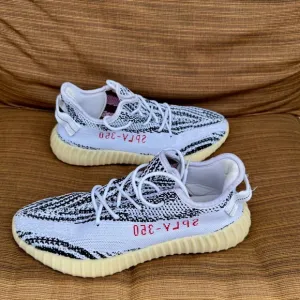 Adidas Yeezy Boost 350 V2 Zebra White Black Red Stripe Shoes 11.5