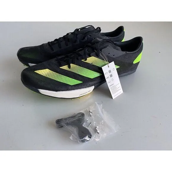 Adidas ADIZERO AMBITION Track Spikes GY8401 Black Solar Green Men’s Size 13 NEW