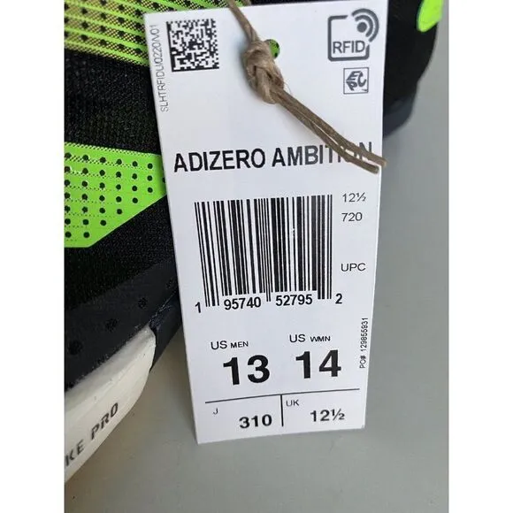 Adidas ADIZERO AMBITION Track Spikes GY8401 Black Solar Green Men’s Size 13 NEW