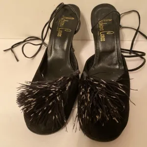 ADRIANA CARAS SHOES HEELS BLACK SUEDE LEATHER ANKLE WRAP ITALY SIZE 38 7.5