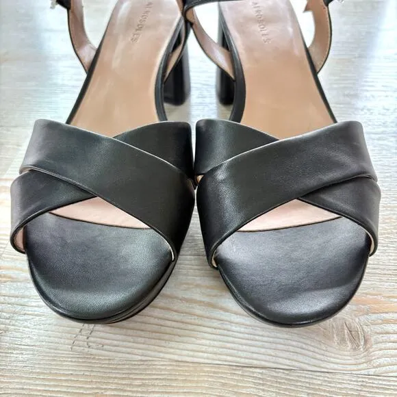 Aerosoles Cosmos Leather Platform Sandals | Black Size 12