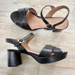 Aerosoles Cosmos Leather Platform Sandals | Black Size 12