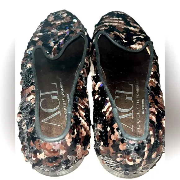 AGL Atillio Giusti Leombruni Women Sequin Shoes 37 (US 7), Used, Made in Italy