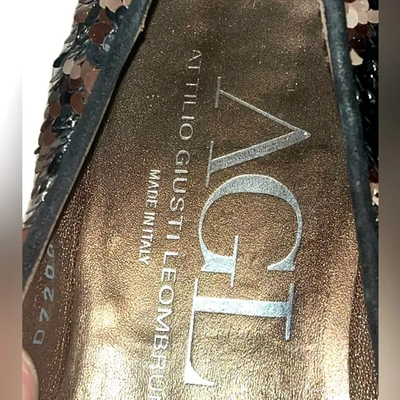AGL Atillio Giusti Leombruni Women Sequin Shoes 37 (US 7), Used, Made in Italy