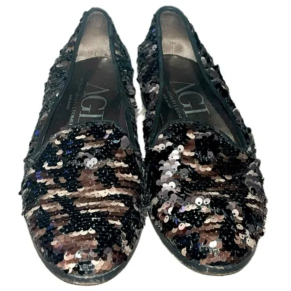 AGL Atillio Giusti Leombruni Women Sequin Shoes 37 (US 7), Used, Made in Italy