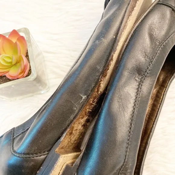 AGL Black leather Italy ballet flats shoes luxury women size EU 36.5