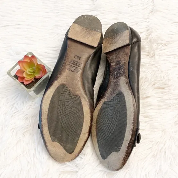 AGL Black leather Italy ballet flats shoes luxury women size EU 36.5