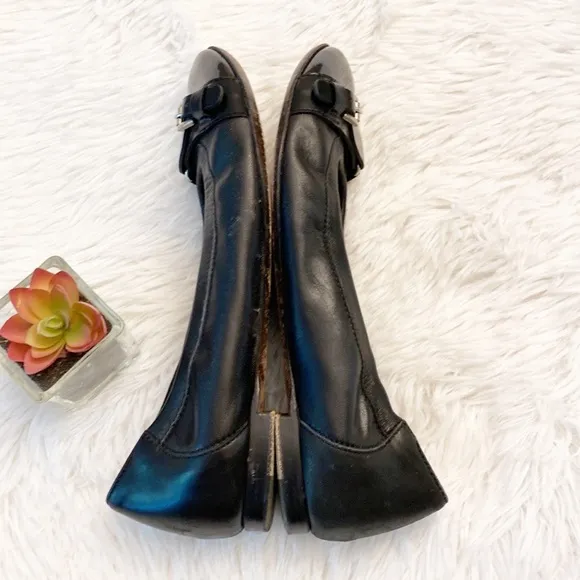 AGL Black leather Italy ballet flats shoes luxury women size EU 36.5