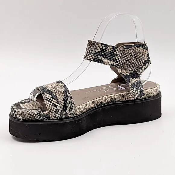 AGL Women Snake Embossed Leather Platform Strappy Sandals 7US 37EUR