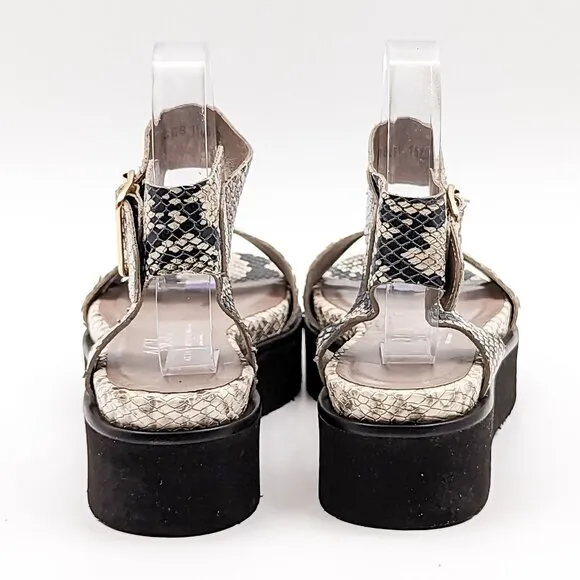 AGL Women Snake Embossed Leather Platform Strappy Sandals 7US 37EUR