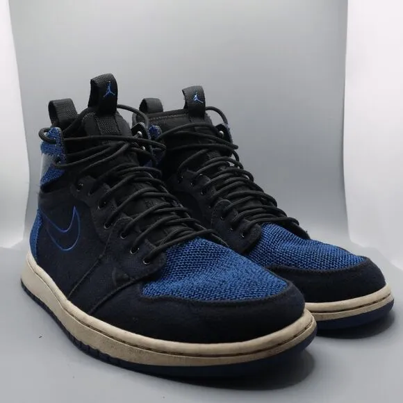 Air Jordan 1 Ultra High Royal Blue Black Flyknit Sneakers Mens Size 10.5