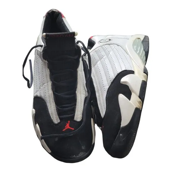 Air Jordan 14 Retro Black Toe Mens Sneakers Shoes White 487471-102 High Top 12M