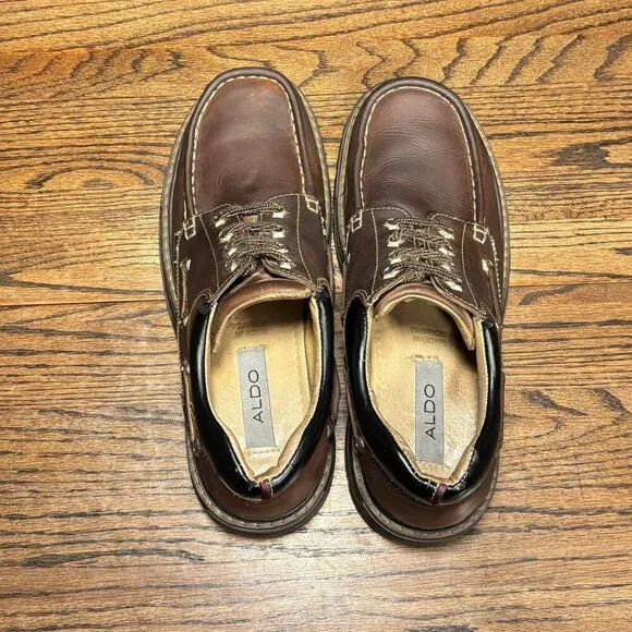 Aldo Chunky Brown Leather Moc Toe Platform Shoes Men’s 10