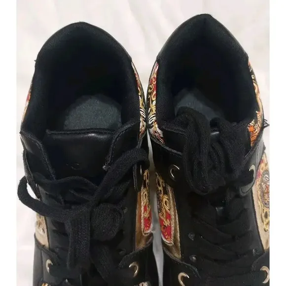 Aldo Wedge Sneakers Khloe platform Fashion Sneakers Sz 9 Tigar Black Gold Clean