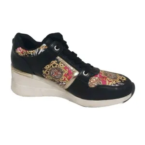 Aldo Wedge Sneakers Khloe platform Fashion Sneakers Sz 9 Tigar Black Gold Clean