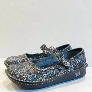Alegria Genuine Leather Shoes Mary Jane Mosaic Women Platform Wedge sz 36