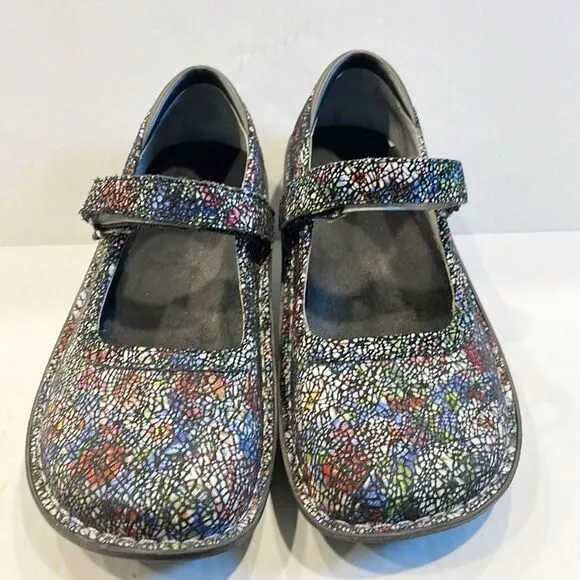 Alegria Genuine Leather Shoes Mary Jane Mosaic Women Platform Wedge sz 36