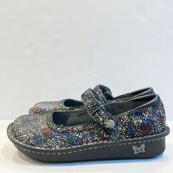 Alegria Genuine Leather Shoes Mary Jane Mosaic Women Platform Wedge sz 36