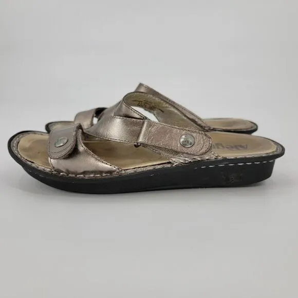 Alegria gold strap sandals slip on platform velcro