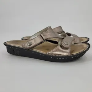 Alegria gold strap sandals slip on platform velcro