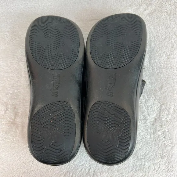 Alegria Leather Shoes 9/9.5 Womens 39 EU Khloe Black‎ Nappa Buckle Wedge