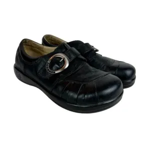 Alegria Leather Shoes 9/9.5 Womens 39 EU Khloe Black‎ Nappa Buckle Wedge