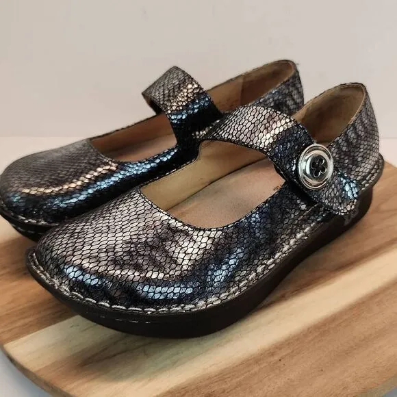 Alegria PG Lite Paloma Pewter Charmer Mary Jane Shoes Womens Size US 7 - 7.5 / E