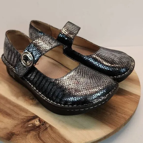 Alegria PG Lite Paloma Pewter Charmer Mary Jane Shoes Womens Size US 7 - 7.5 / E