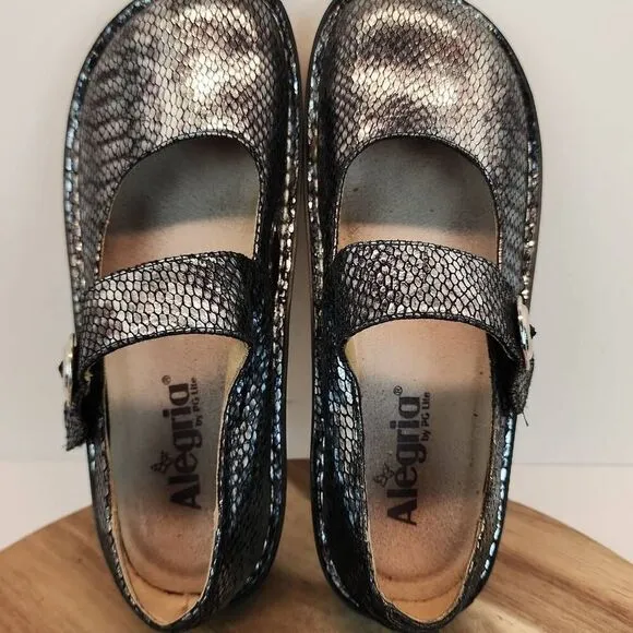 Alegria PG Lite Paloma Pewter Charmer Mary Jane Shoes Womens Size US 7 - 7.5 / E