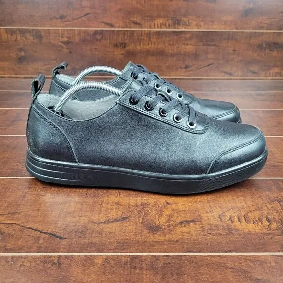 Alegria Stretcher Black Tumbled Leather Lace-Up Sneaker EU 44 (US Mens Size 11)