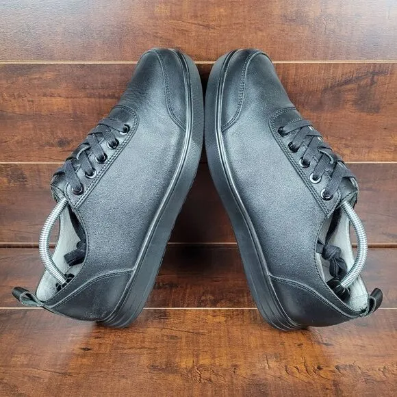 Alegria Stretcher Black Tumbled Leather Lace-Up Sneaker EU 44 (US Mens Size 11)