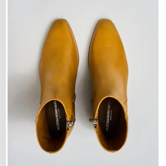Alessandro Vasini JUAN 60MM ANKLE BOOT IN MUSTARD CALFSKIN