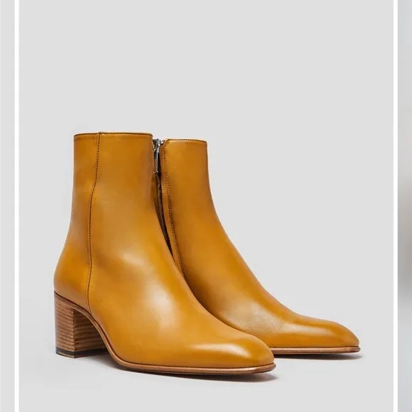 Alessandro Vasini JUAN 60MM ANKLE BOOT IN MUSTARD CALFSKIN