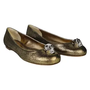 Alexander McQueen 37 Skull Gold Women's Flats